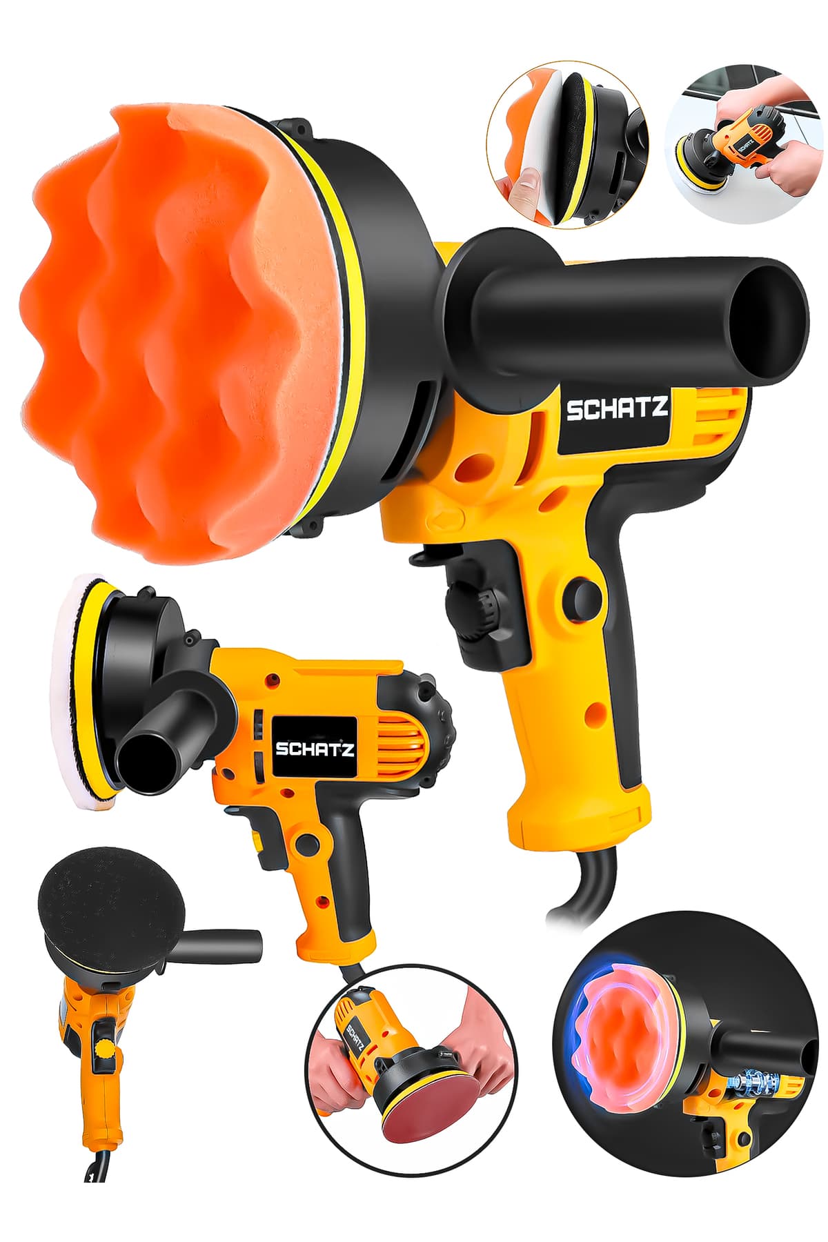 Schatz 450W 125 mm Dikey Polisaj ve Zımpara Makinesi, Sarı