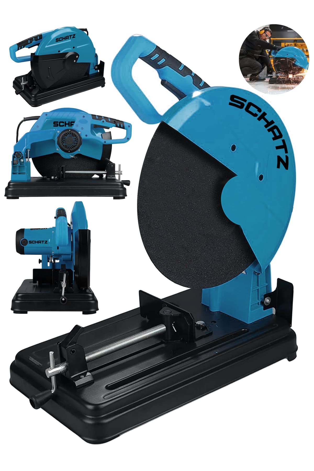 Schatz 2000W 355 mm Profil Kesme Makinesi – Metal Kesme, Metal Şanzıman, Mavi